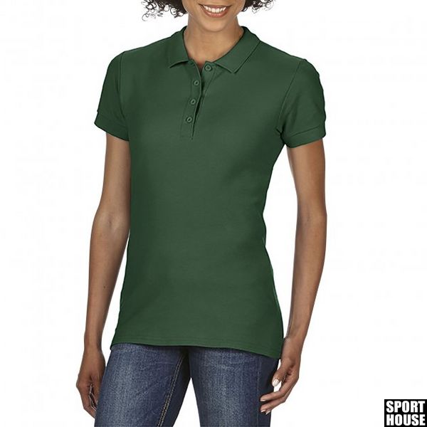 Поло женское Gildan Premium Cotton 220gr темно зеленого цвета S размер 58 фото