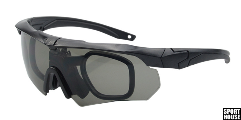 Тактичні окуляри балістичні з змінними лінзами "Black" 122 фото