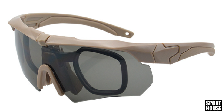 Тактичні окуляри балістичні з змінними лінзами "Beige" 123 фото