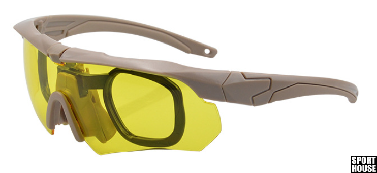 Тактические очки баллистические с сменными линзами "Beige" 123 фото