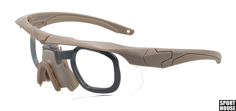 Тактичні окуляри балістичні з змінними лінзами "Beige" 123 фото